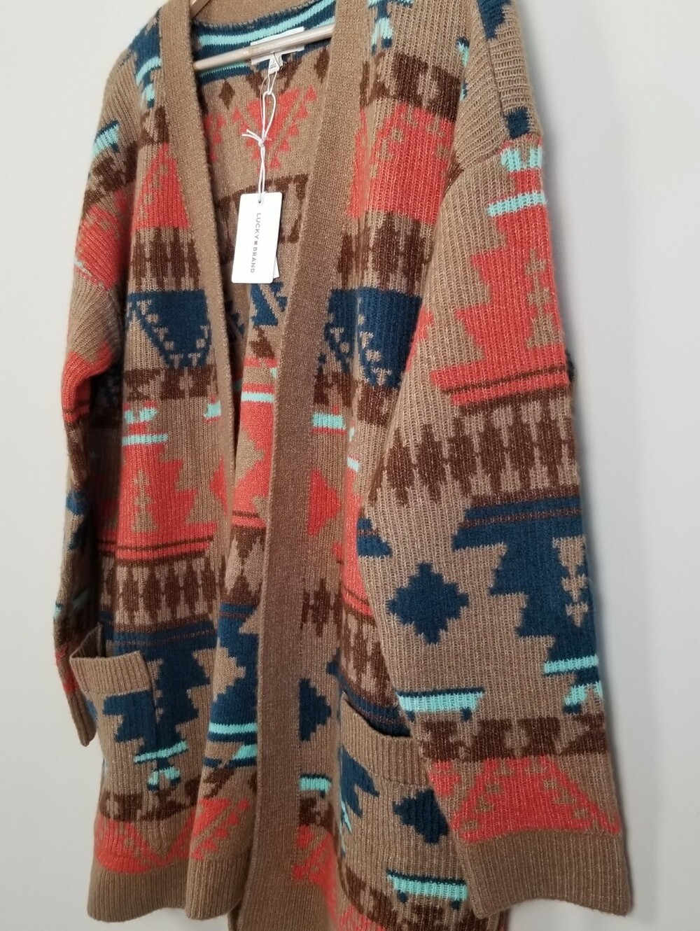 Lucky Brand Southwestern Open Front Cardigan Large NWT - Picture 3 of 8